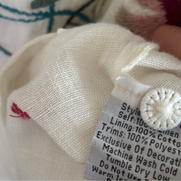 Johnny Was Biya Elektra Dress Linen Embroidered Lined Mini Coastal Resort Size M - Picture 5 of 8